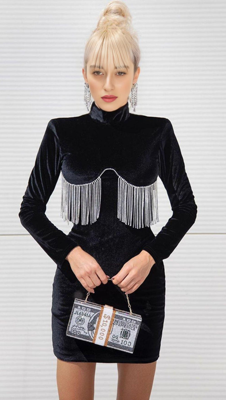 METAL FRINGED BLAZER DRESS