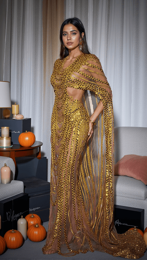 AIIZIE CHANA SEQUIN CRYSTAL MESH MAXI DRESS - product image