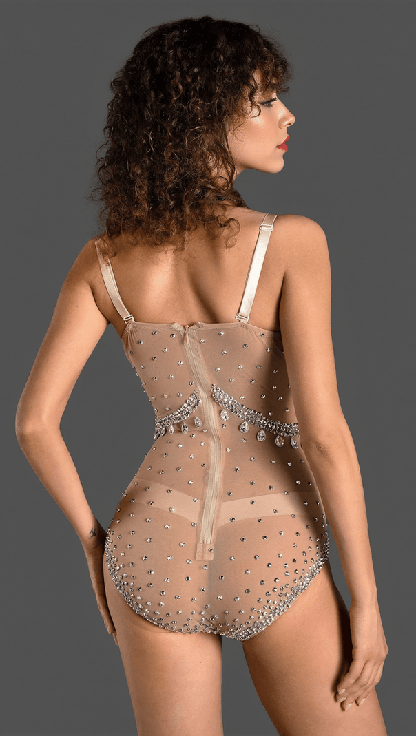 AIIZIE ASIMINA TRANSPARENT GLITTER MESH BODYSUIT - product image