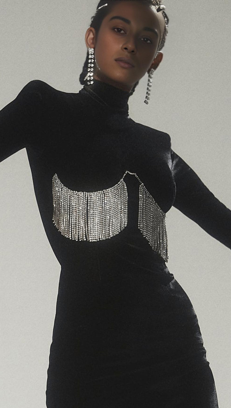 METAL FRINGED BLAZER DRESS