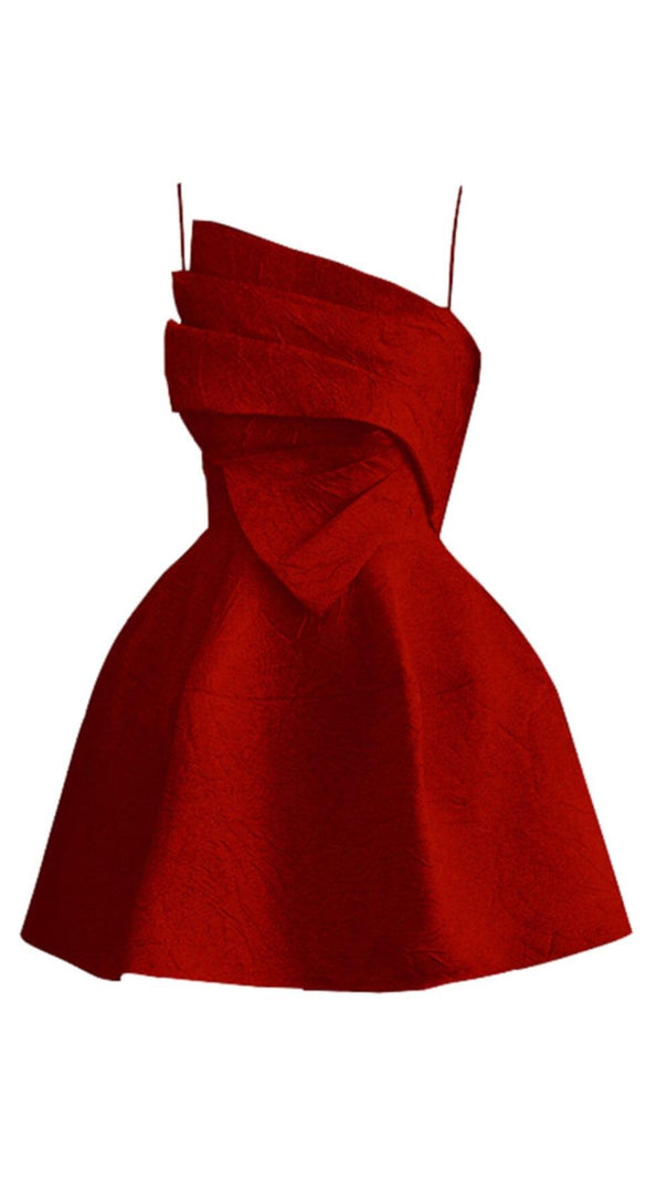 AIIZIE STRAPY HEM MINI DRESS IN RED - product image