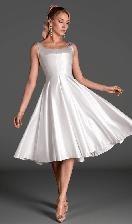 Katina Strap Satin Patchwork Dress In White