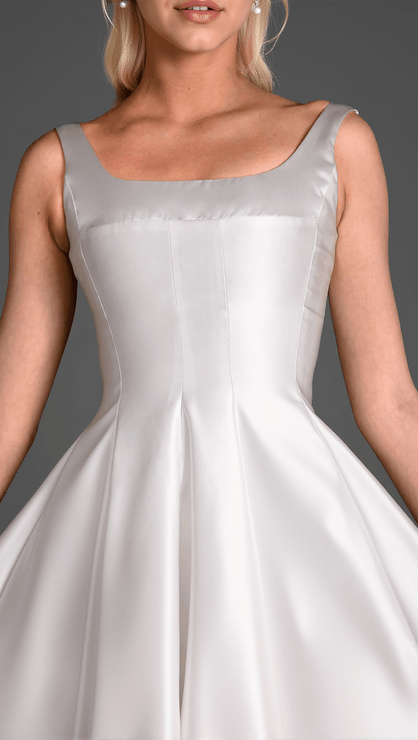 AIIZIE KATINA STRAP SATIN PATCHWORK DRESS IN WHITE - product image
