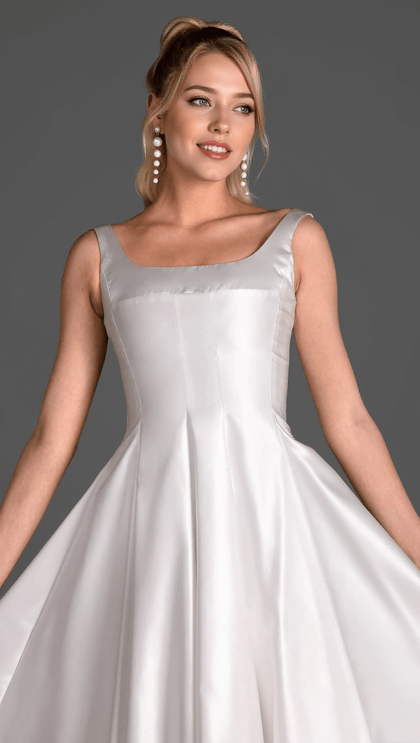 AIIZIE KATINA STRAP SATIN PATCHWORK DRESS IN WHITE - product image