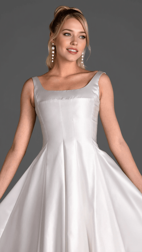 Katina Strap Satin Patchwork Kleid In Weiß