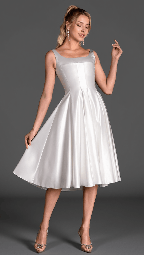 AIIZIE KATINA STRAP SATIN PATCHWORK DRESS IN WHITE - product image