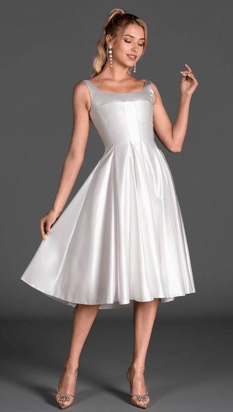 Katina Strap Satin Patchwork Kleid In Weiß