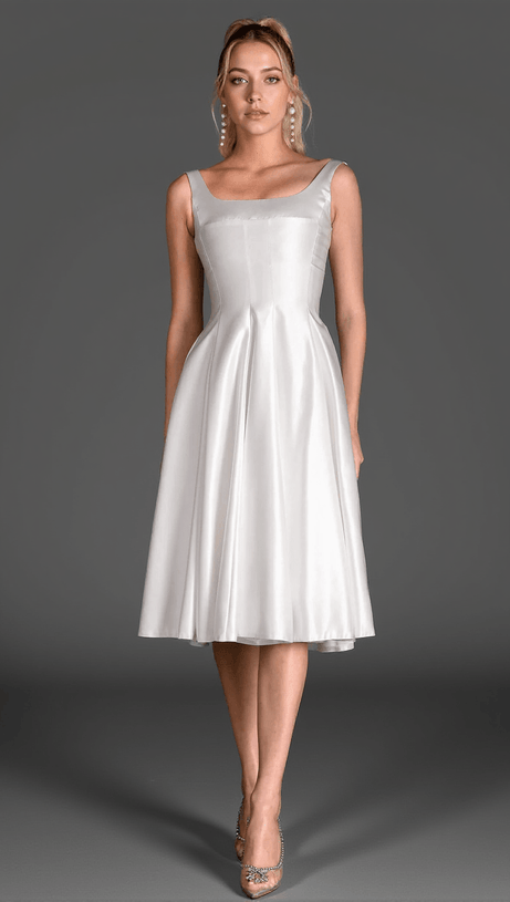 Katina Strap Satin Patchwork Kleid In Weiß