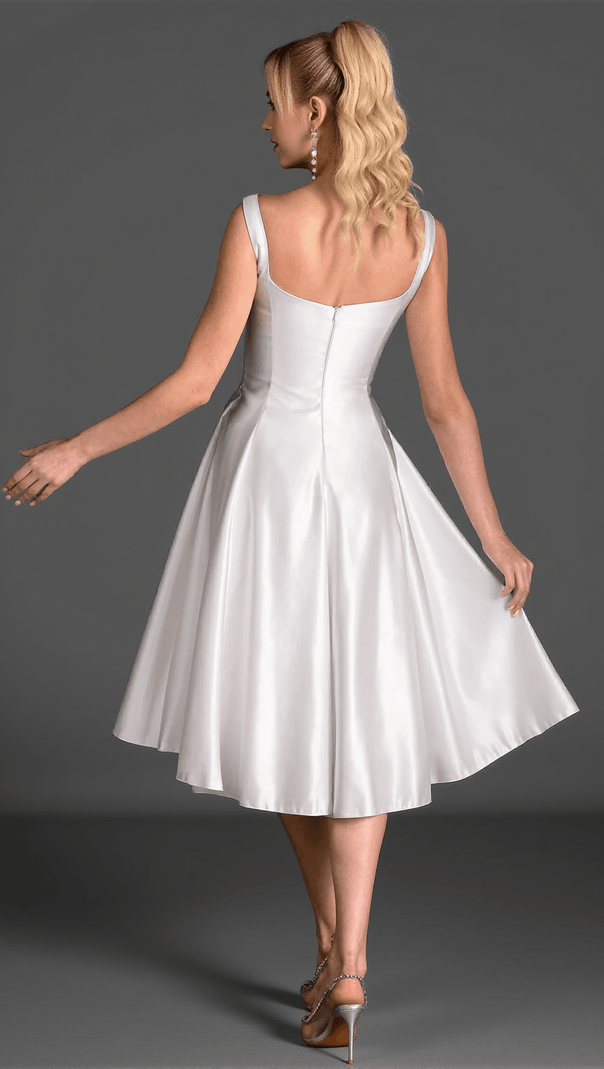 AIIZIE KATINA STRAP SATIN PATCHWORK DRESS IN WHITE - product image