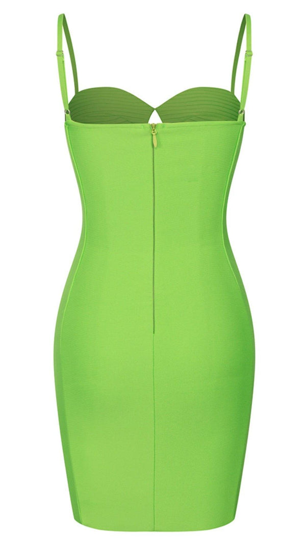 AIIZIE CUT OUT BODYCON MINI DRESS IN LIME - product image
