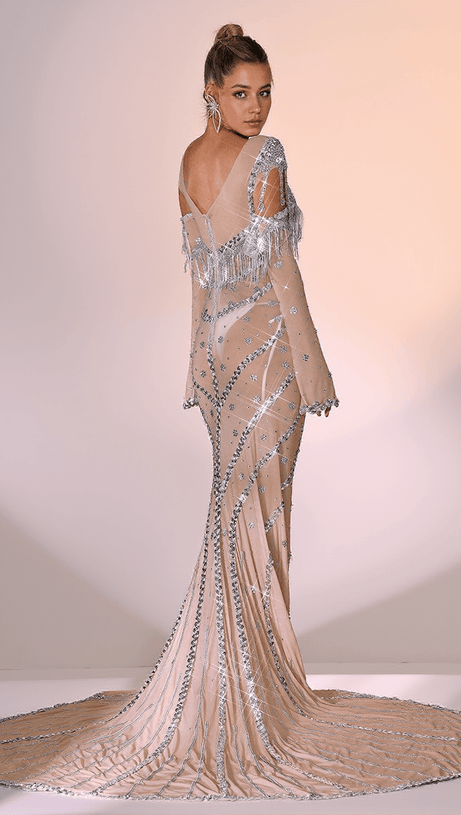 REAGAN LONG SLEEVE SEQUIN MESH MAXI DRESS