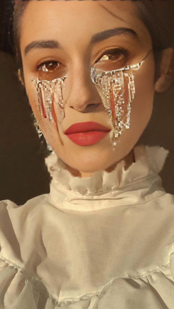 AIIZIE LONG FRINGED RHINESTONE PENDULUM GLASSES - product image