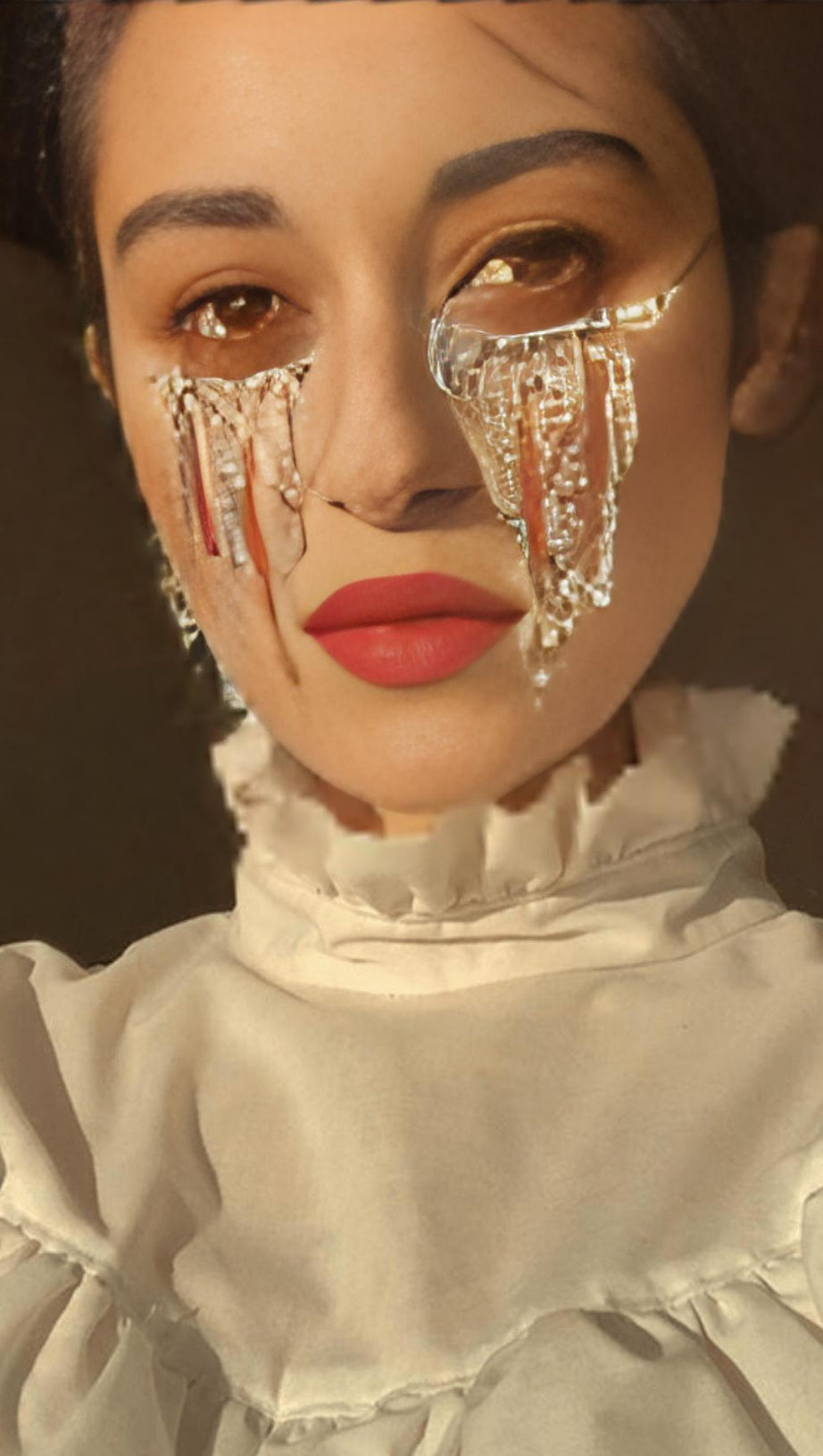 LONG FRINGED RHINESTONE PENDULUM GLASSES