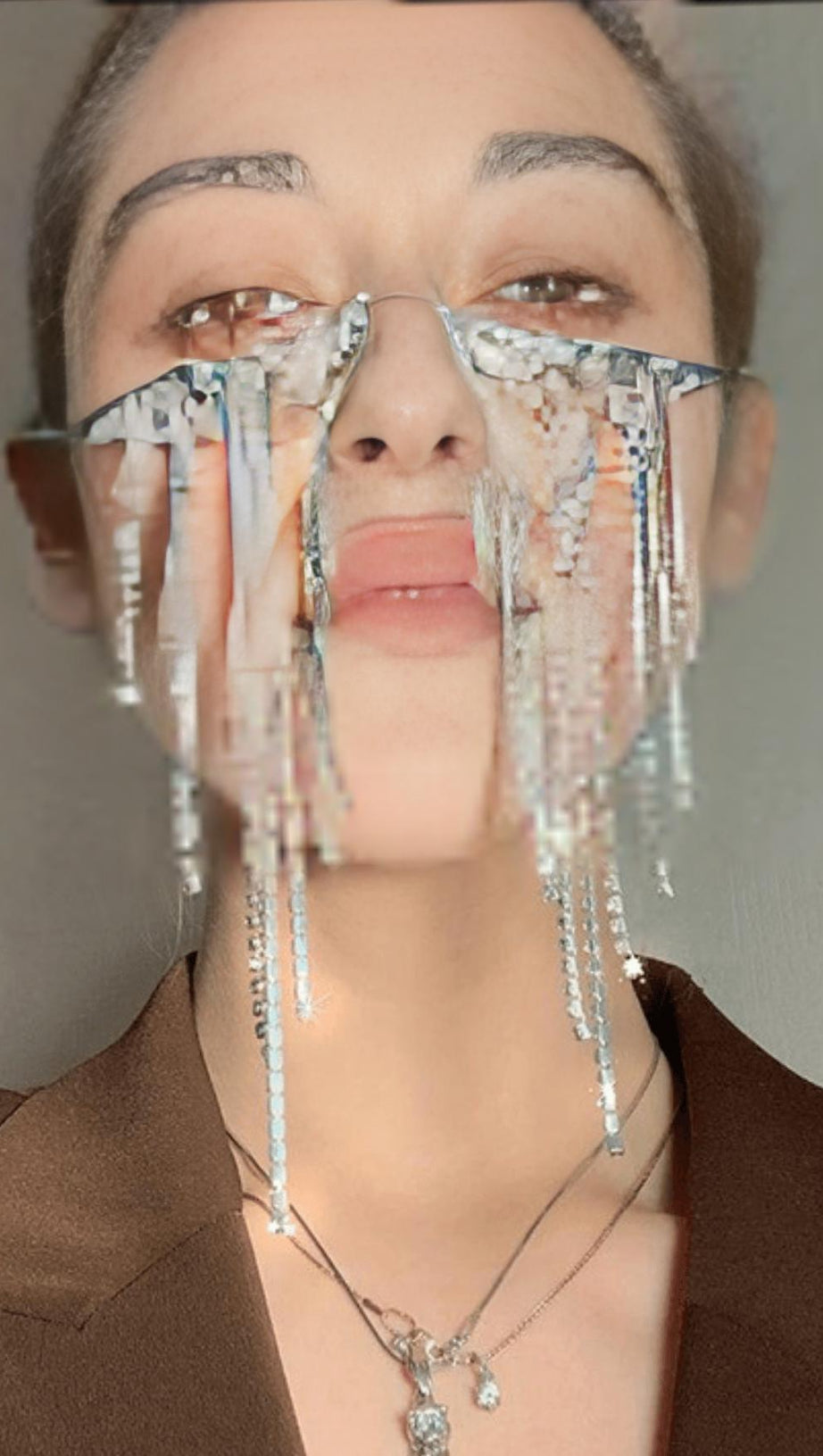 LONG FRINGED RHINESTONE PENDULUM GLASSES