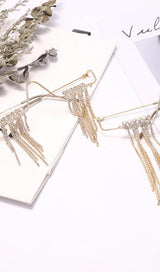 Long fringed rhinestone pendulum glasses