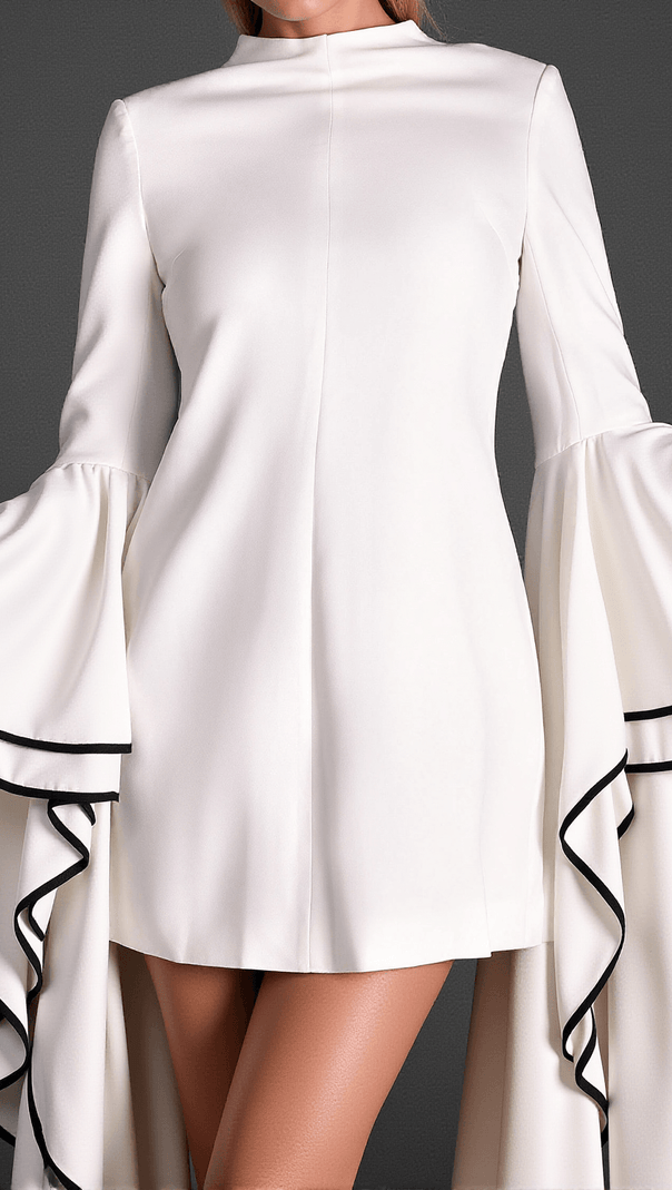 AIIZIE FLOROULIS HIGH NECK RUFFLE SLEEVE MINI DRESS - product image