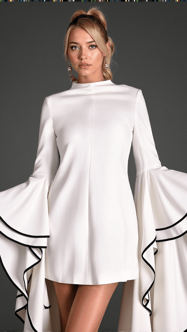 AIIZIE FLOROULIS HIGH NECK RUFFLE SLEEVE MINI DRESS - product image