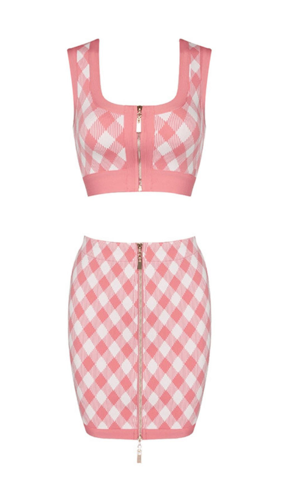 Completo gonna con motivo geometrico