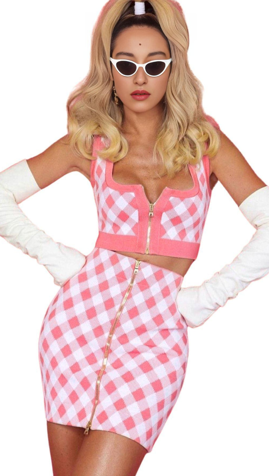 GEOMETRIC PATTERN SKIRT SUIT