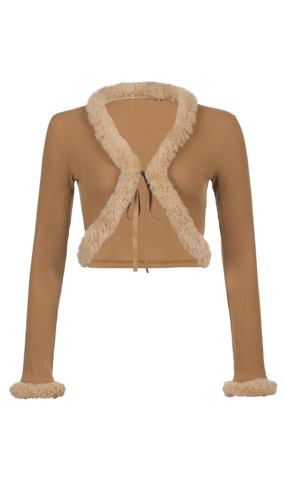 Strickjacke mit pelziger Spitze