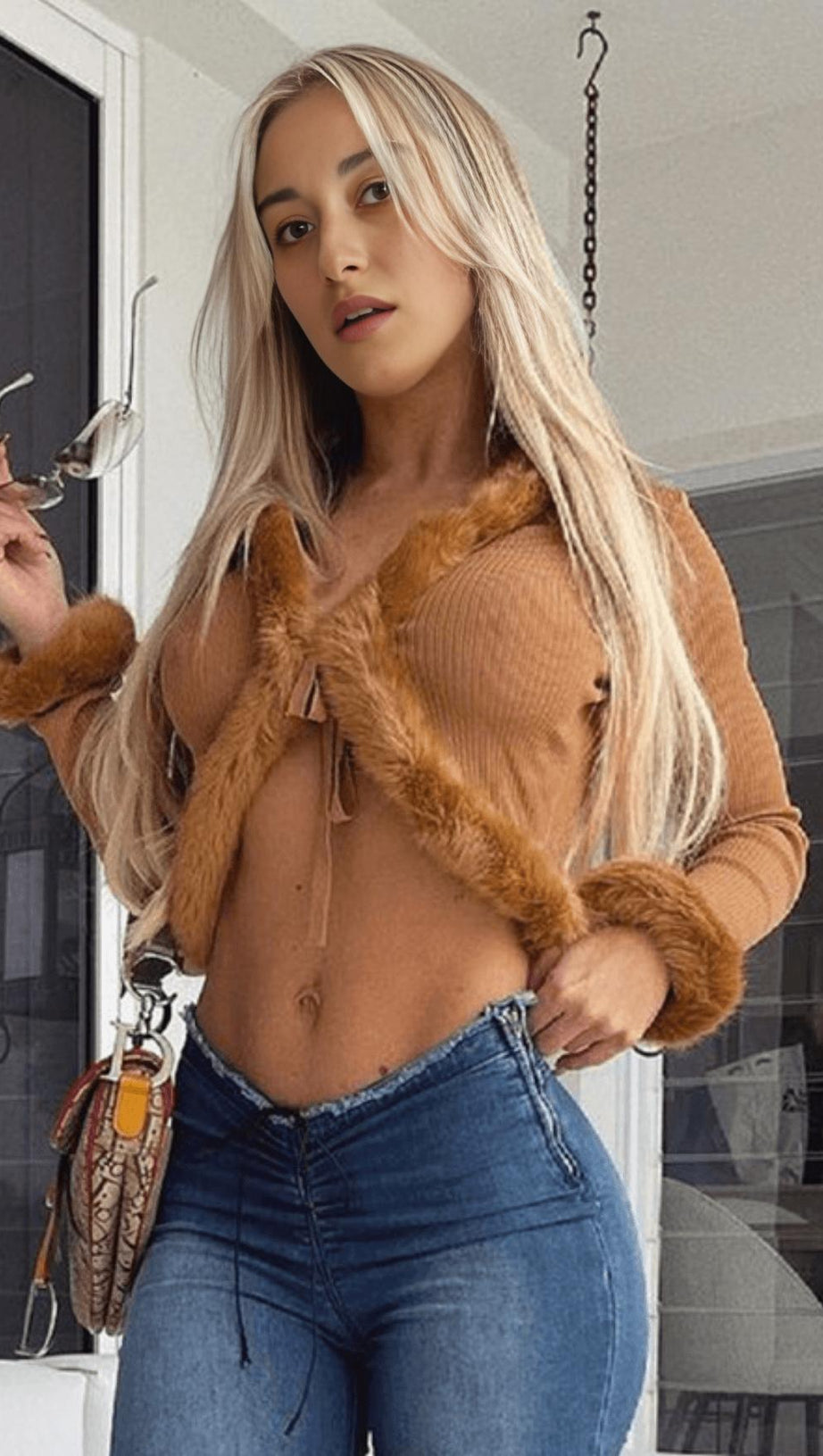 FURRY LACE CARDIGAN TOP