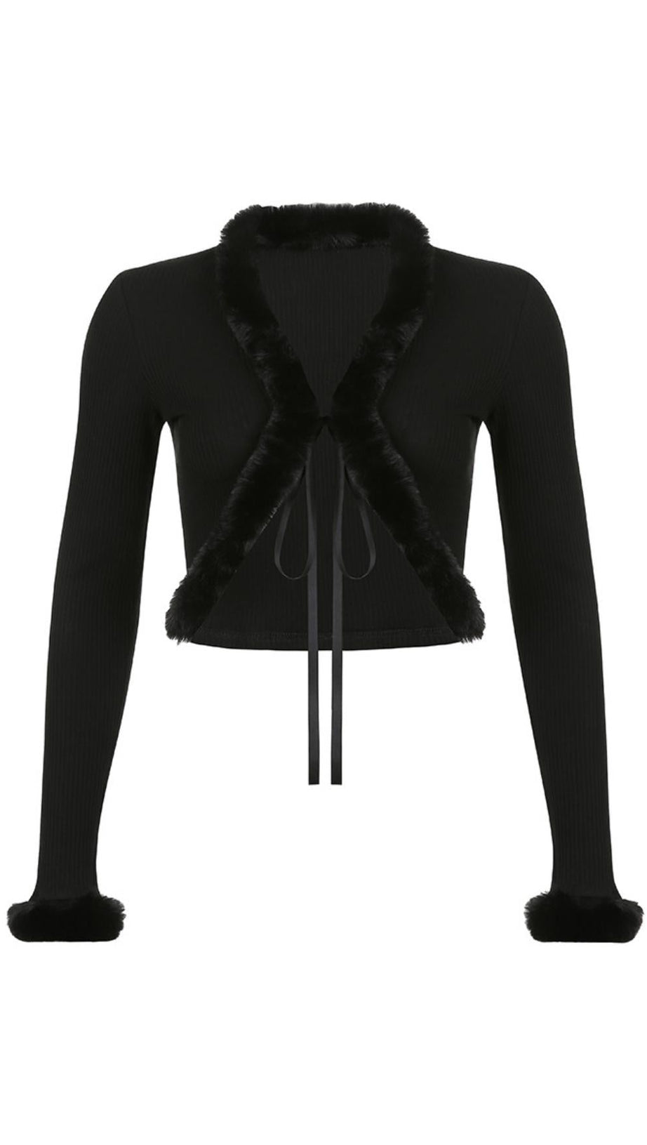 FURRY LACE CARDIGAN TOP