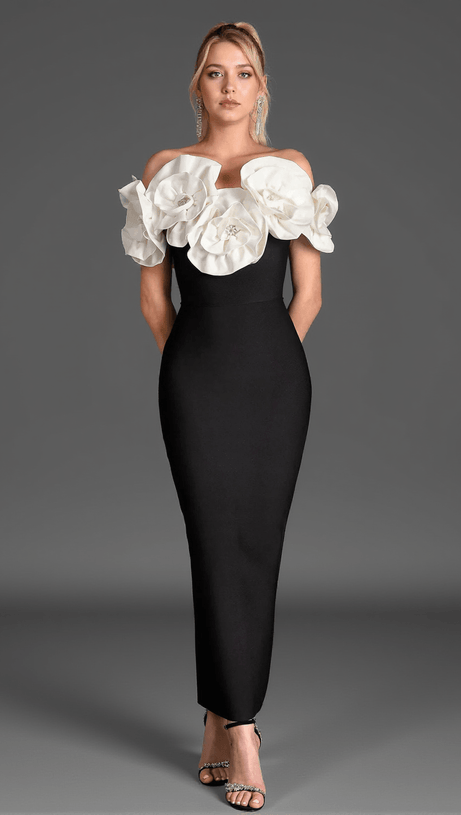 RAFAIL 3D FLOWER BANDAGE DRESS
