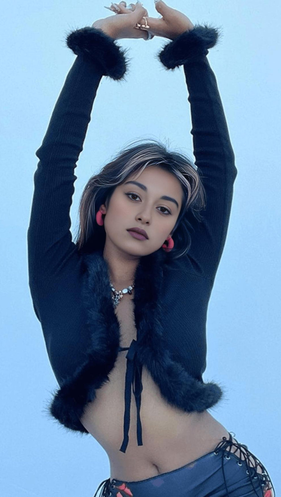 FURRY LACE CARDIGAN TOP