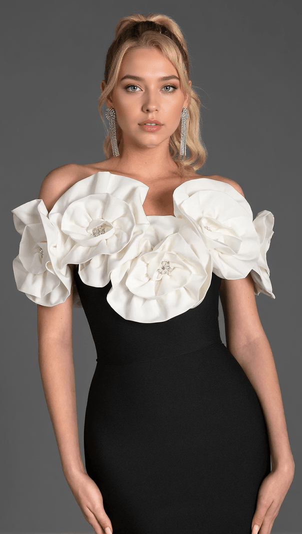 AIIZIE RAFAIL 3D FLOWER BANDAGE DRESS - product image