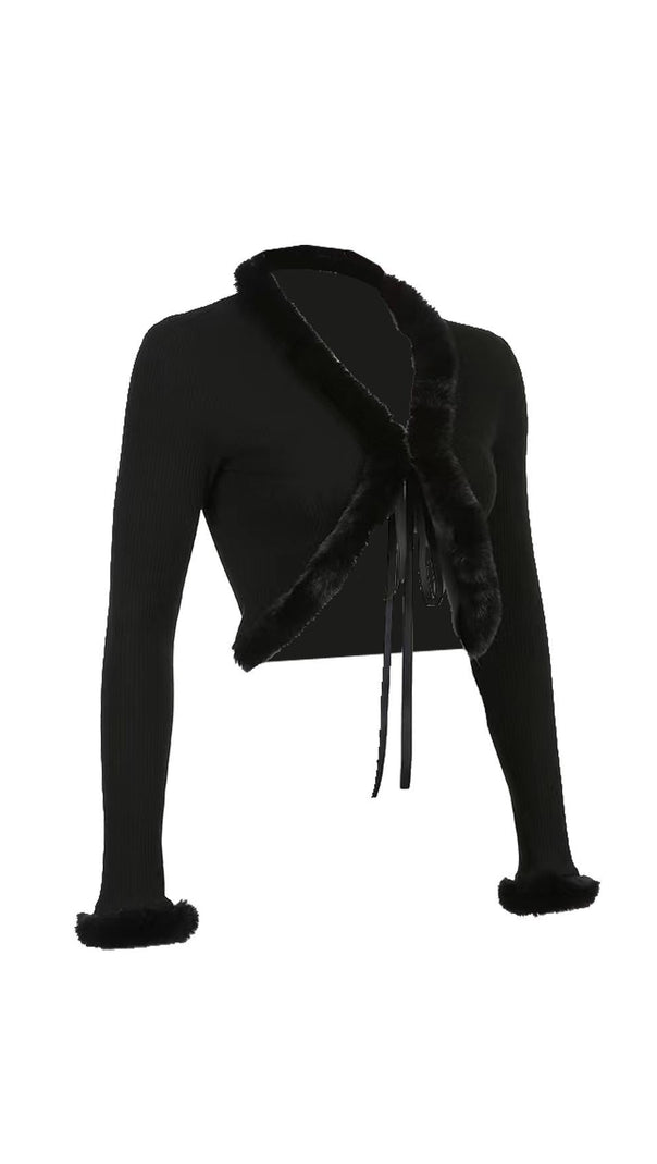 Furry Lace Cardigan Top