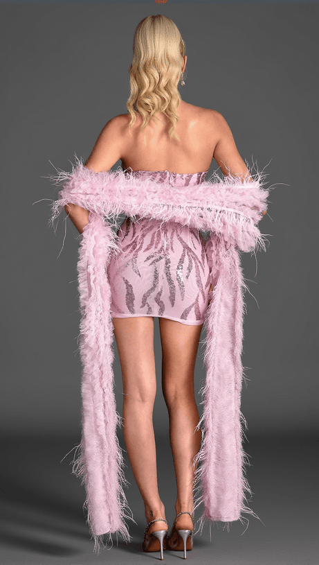 Siderou – Trägerloses Kleid mit Diamant-Pailletten und Schal