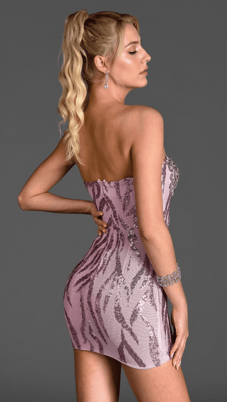 Siderou – Trägerloses Kleid mit Diamant-Pailletten und Schal