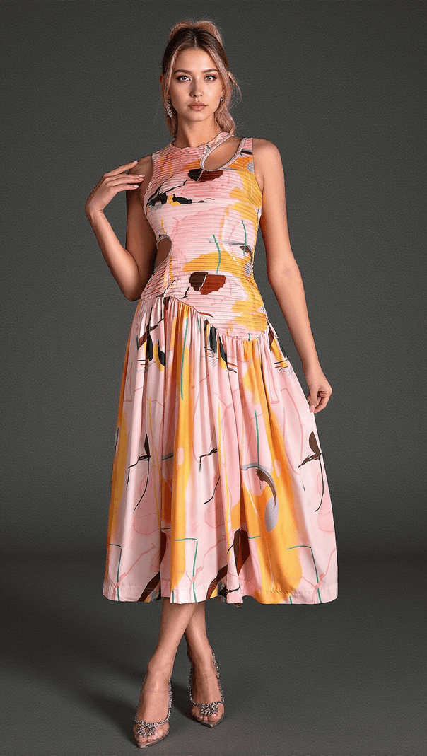 AIIZIE SALLOULIS SLEEVELESS PRINT CUTOUT DRESS - product image