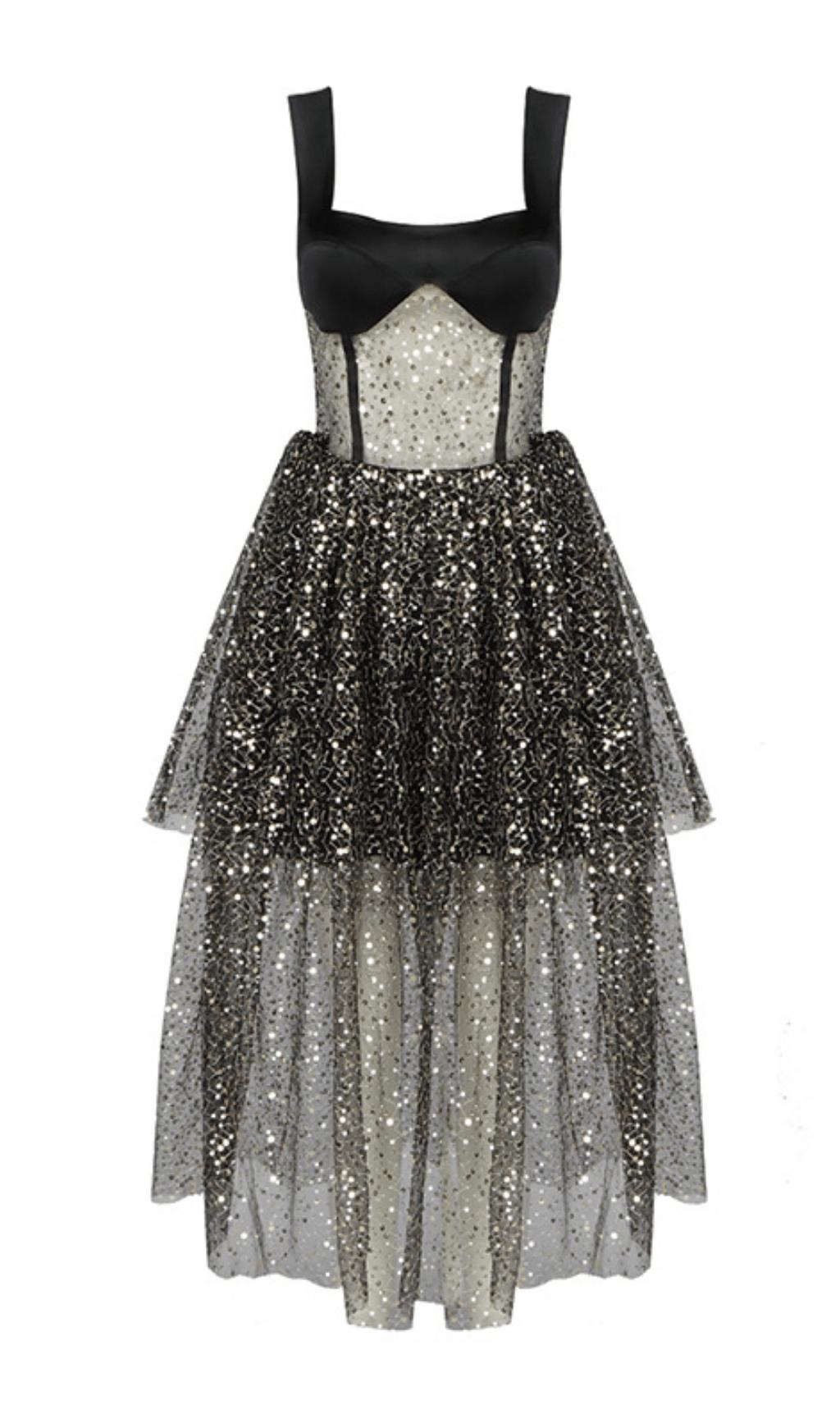 CHAOTIC BEAD FLORAL DRESS