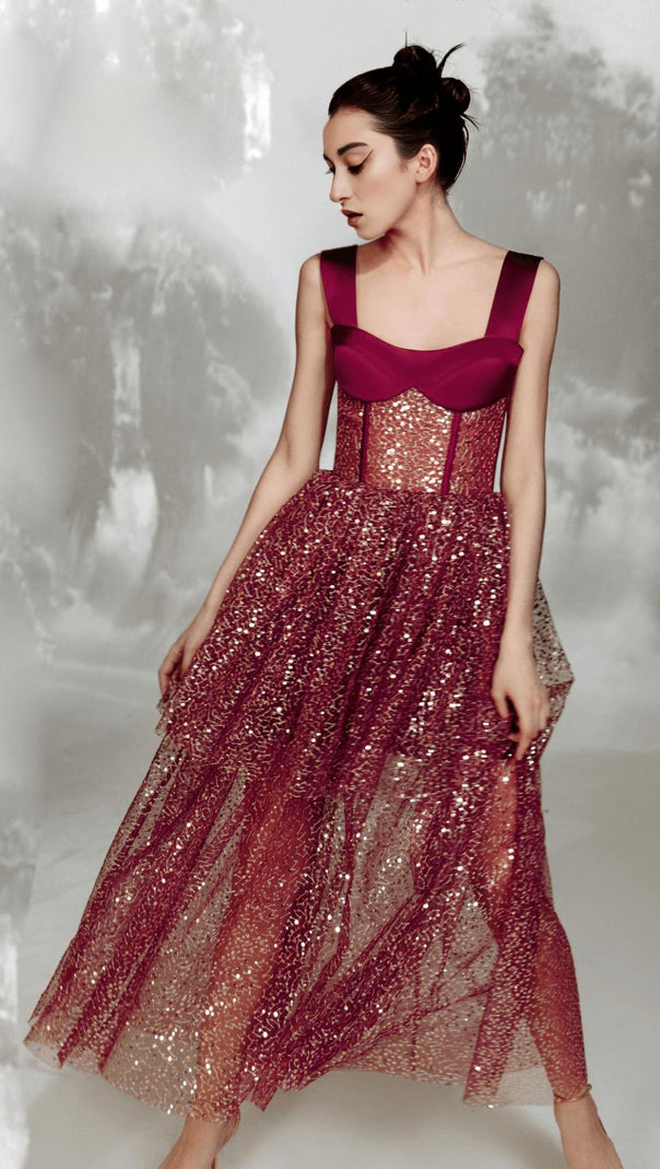 AIIZIE CHAOTIC BEAD FLORAL DRESS - product image