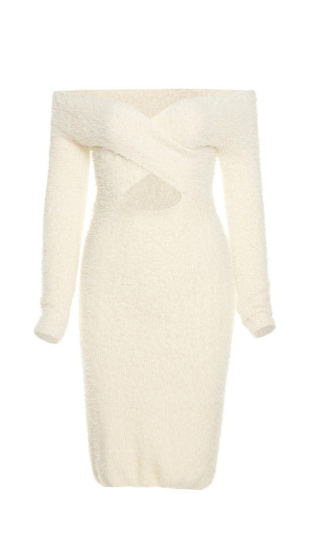 AIIZIE LONG SLEEVE MIDI DRESS IN IVORY - product image