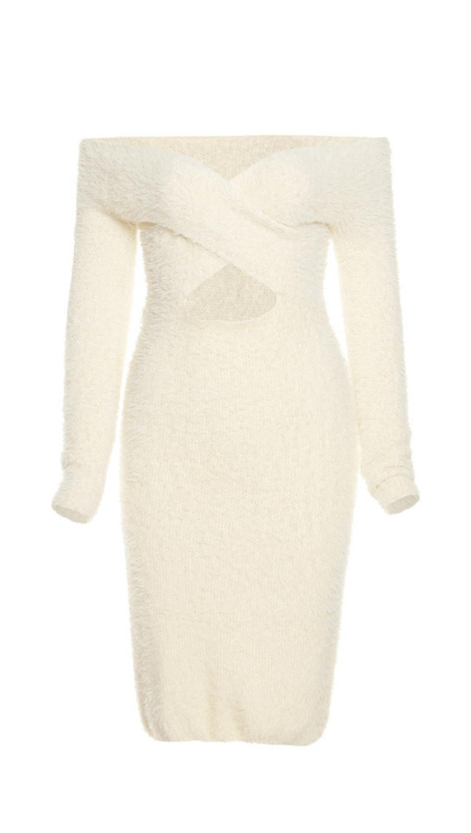 LONG SLEEVE MIDI DRESS IN IVORY
