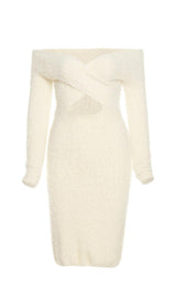 LONG SLEEVE MIDI DRESS IN IVORY