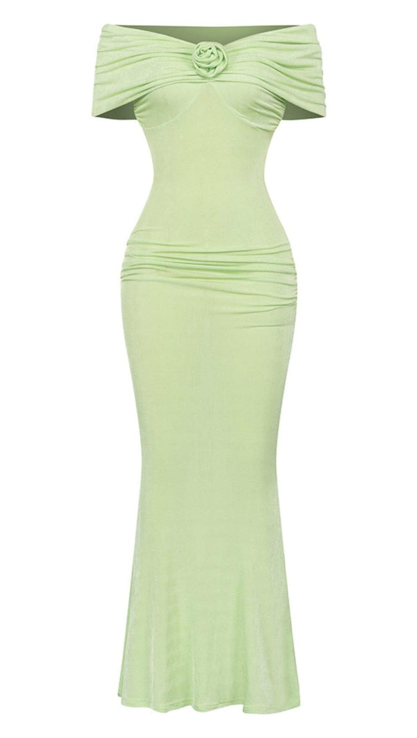 AIIZIE FLORA SLEEVELESS BANGAGE MAXI DRESS IN OLIVE GREEN - product image