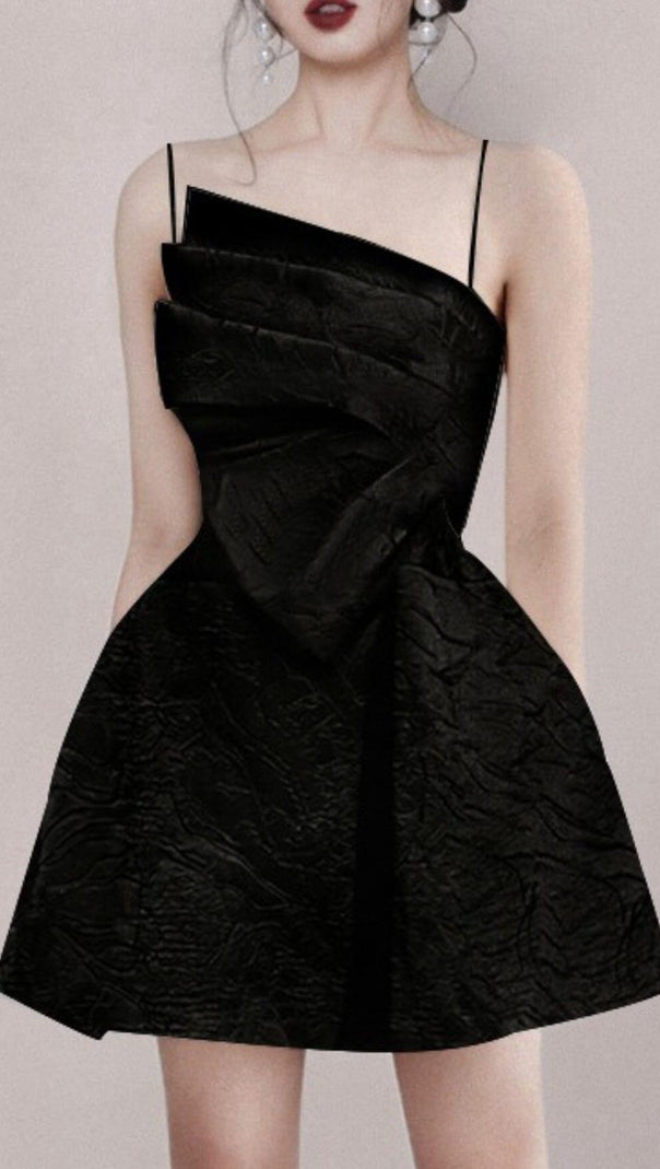 AIIZIE STRAPY HEM MINI DRESS IN BLACK - product image