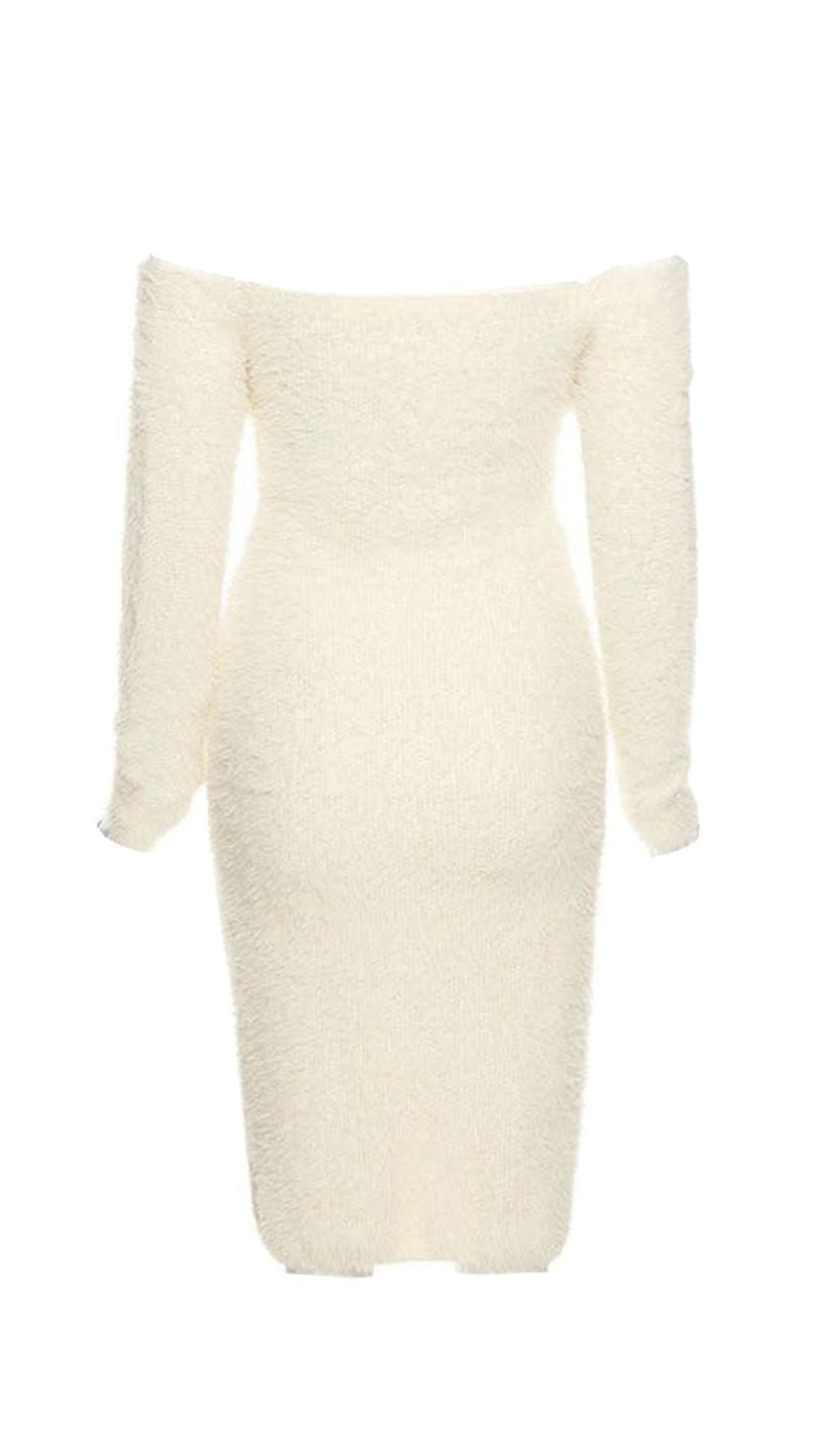 LONG SLEEVE MIDI DRESS IN IVORY