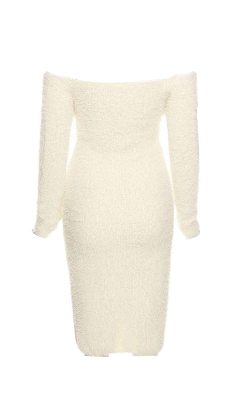 LONG SLEEVE MIDI DRESS IN IVORY