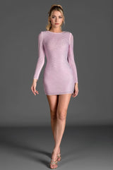 Calloglou Long Sleeve Rhinestone Mini Dress