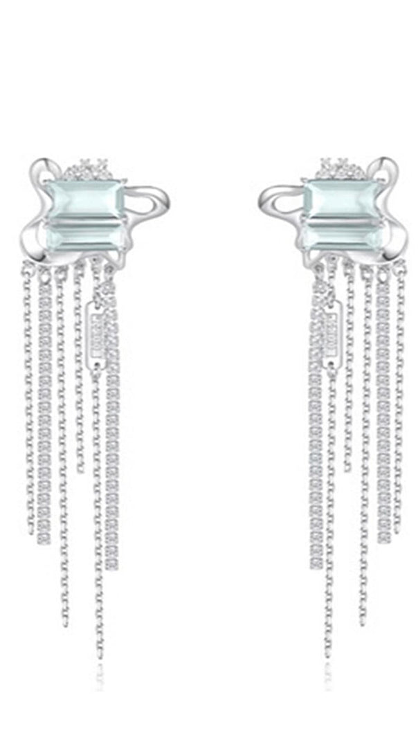 AIIZIE ZIRCON TASSEL EARRINGS - product image