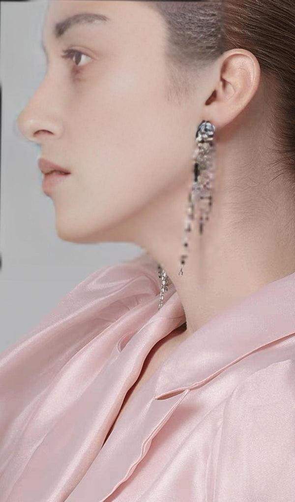 ZIRCON TASSEL EARRINGS