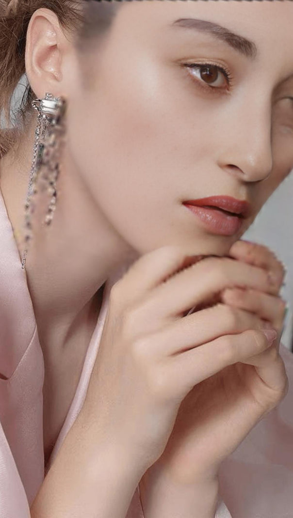 AIIZIE ZIRCON TASSEL EARRINGS - product image