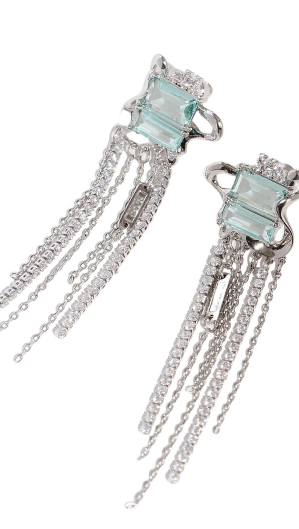 AIIZIE ZIRCON TASSEL EARRINGS - product image