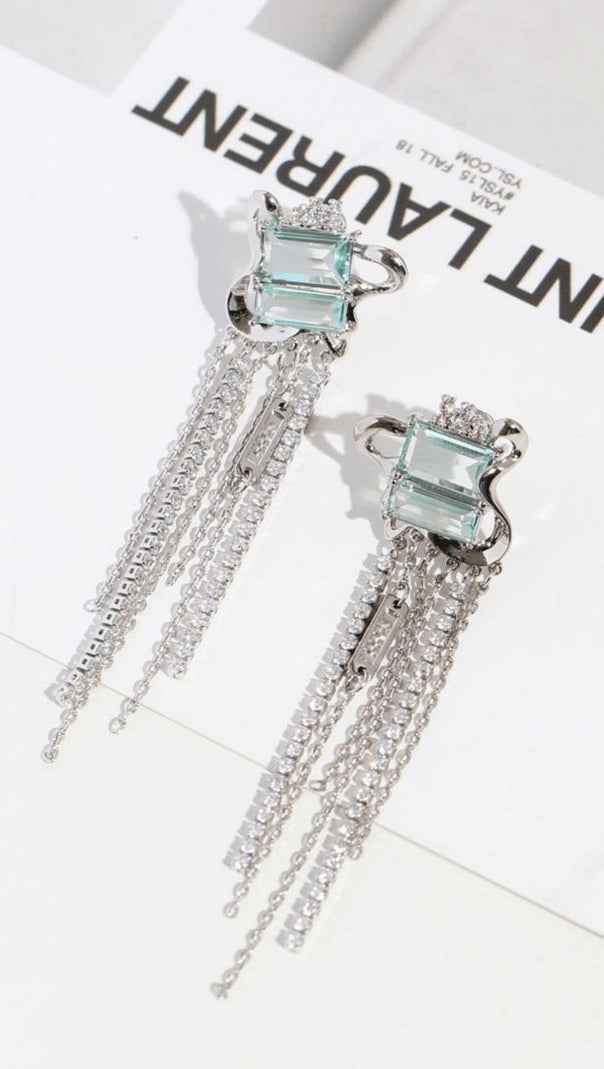 AIIZIE ZIRCON TASSEL EARRINGS - product image