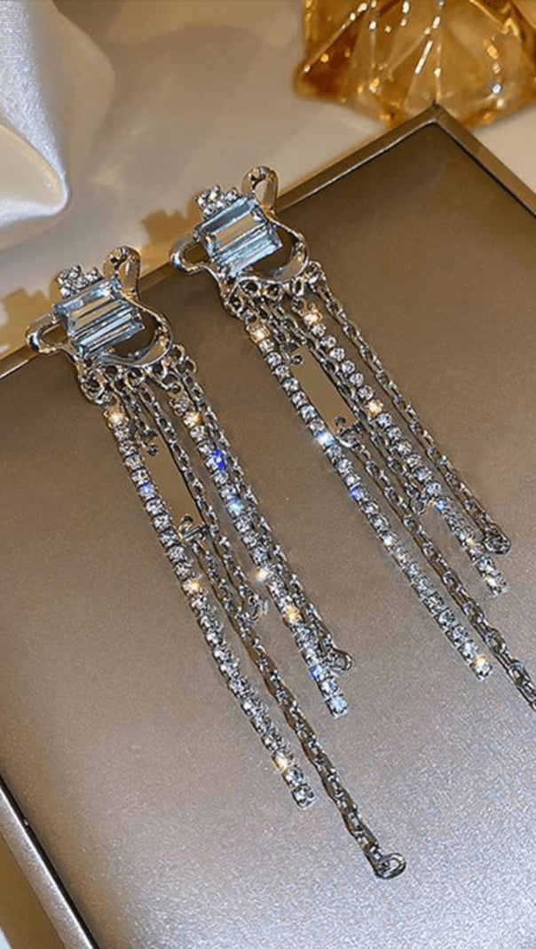 AIIZIE ZIRCON TASSEL EARRINGS - product image