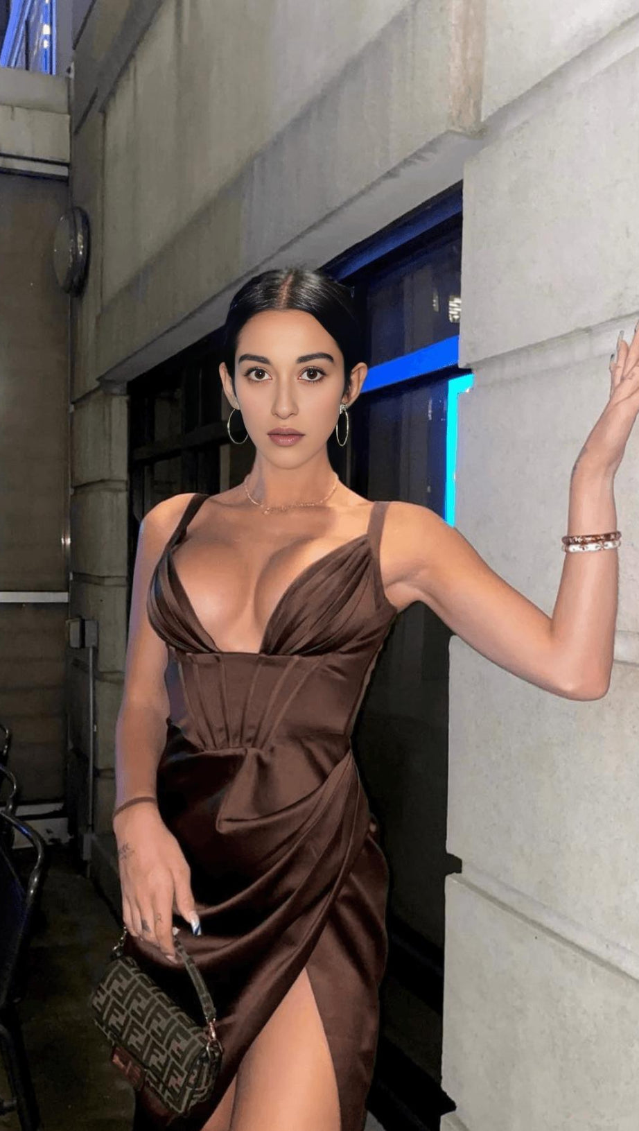 CEREDA CHOCOLATE SATIN MINI DRESS